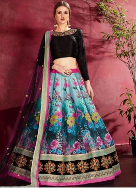 Ideal Floral Print Banglori Silk A Line Lehenga Ch