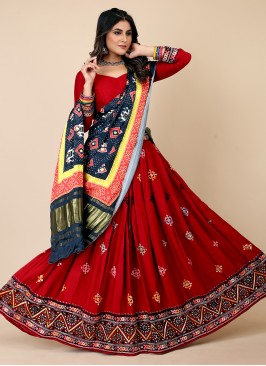 Ideal Thread Work Rayon Maroon Designer Lehenga Choli