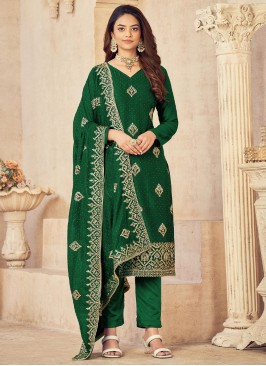 Ideal Vichitra Silk Mehndi Salwar Kameez