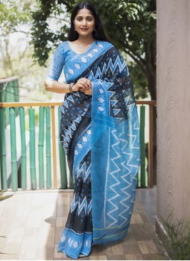 Immaculate Blue Trendy Saree