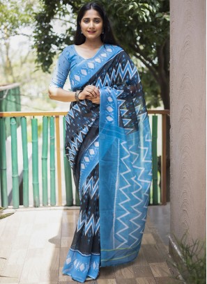 Immaculate Blue Trendy Saree