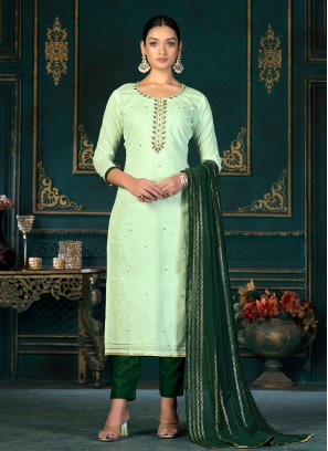 Immaculate Cotton Embroidered Pant Style Suit