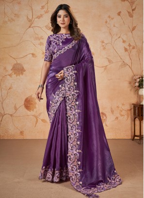 Immaculate Purple Banarasi Silk Classic Saree