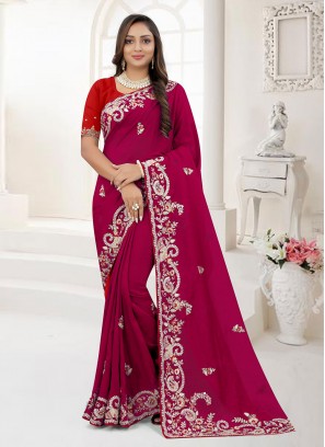 Immaculate Red Ceremonial Trendy Saree