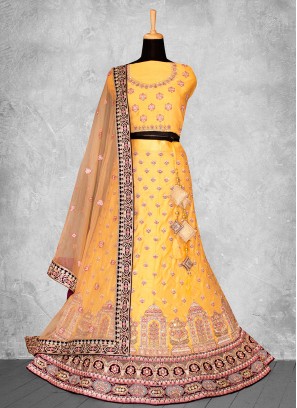 Immaculate Stone Yellow Trendy Lehenga Choli