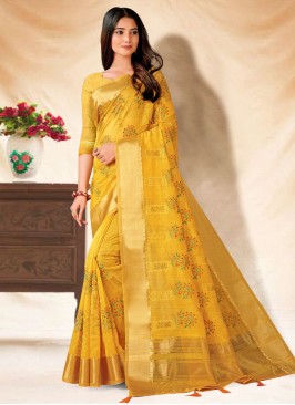 Impeccable Banarasi Silk Yellow Contemporary Saree