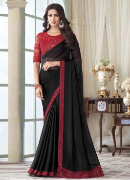 Impeccable Black Silk Classic Saree