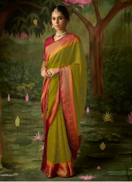 Impeccable Green Brasso Classic Saree