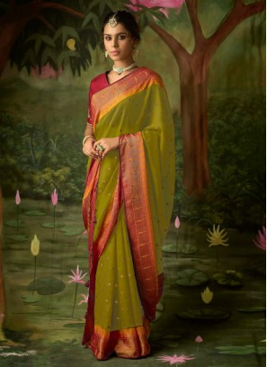 Impeccable Green Brasso Classic Saree