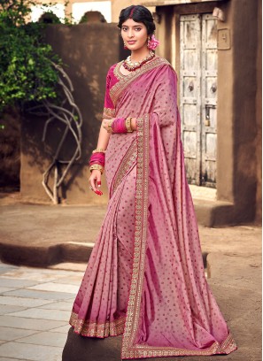 Impeccable Hot Pink Silk Trendy Saree