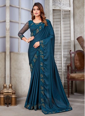 Impeccable Morpeach  Cord Satin Silk Contemporary Saree