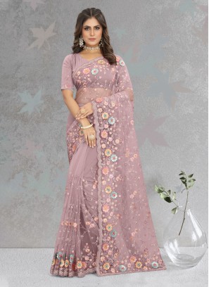 Impeccable Pink Sequins Contemporary Style Saree