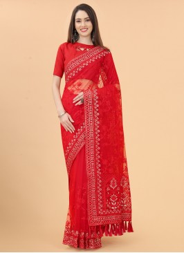 Impeccable Red Aari Traditional Saree