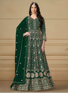 Impeccable Sequins Green Trendy Salwar Suit 