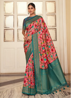 Imperial Pink Weaving Contemporary Saree