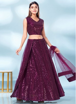 Imported Embroidered Purple Trendy Lehenga Choli