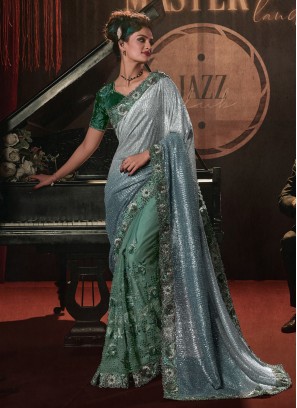 Imported Green Thread Work Saree