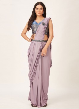 Imported Lavender Plain Trendy Saree