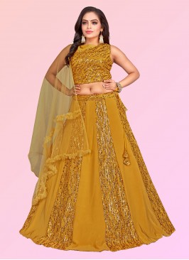 Imported Mustard Sequins Readymade Lehenga Choli