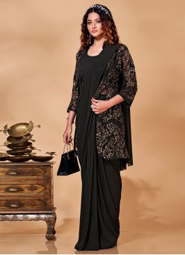 Imported Sequins Classic Saree in Black