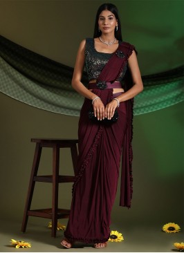 Imported Sequins Classic Saree in Maroon