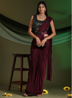 Imported Sequins Classic Saree in Maroon