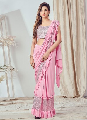 Imported Sequins Classic Saree in Pink