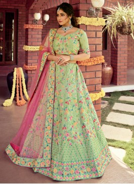 Imposing Green Patch Border Lehenga Choli