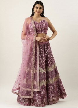Imposing Lavender Net Designer Lehenga Choli