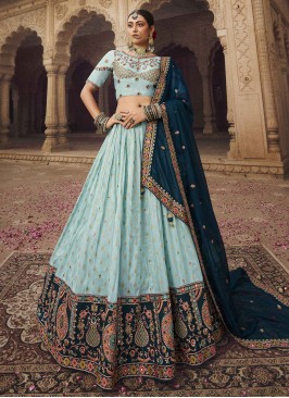 Impressive Blue Viscose Trendy Lehenga Choli