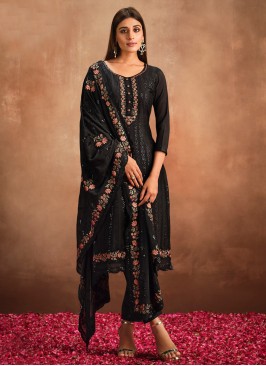 Impressive Chinon Embroidered Designer Salwar Suit