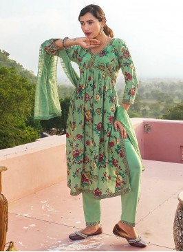 Impressive Foil Print Rayon Salwar Suit