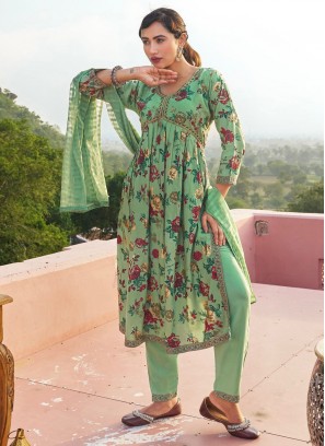 Impressive Foil Print Rayon Salwar Suit