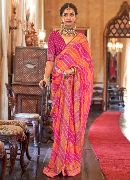 Impressive Georgette Pink Border Saree