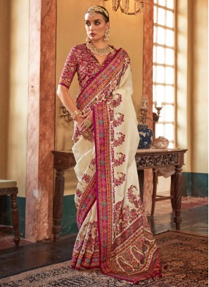 Impressive Off White Party Designer Saree
