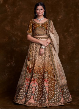 Impressive Rust Bridal Designer Lehenga Choli