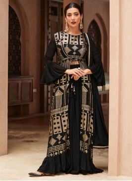 Incredible Embroidered Black Georgette Salwar Kameez