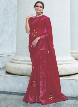 Incredible Embroidered Georgette Classic Saree