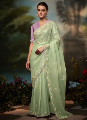 Incredible Fancy Green Fancy Fabric Contemporary Saree