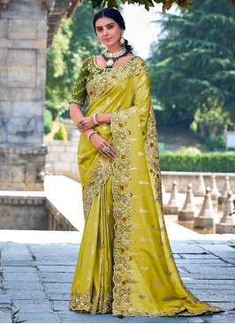 Incredible Green Ceremonial Classic Saree