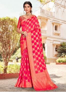 Incredible Pink Border Silk Traditional Saree