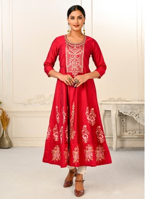 Incredible Red Cotton Designer Kurti