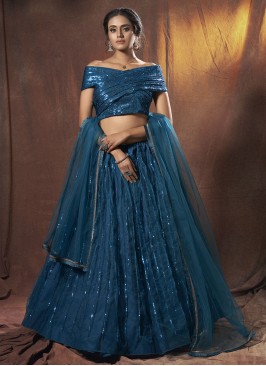 Incredible Sequins Net Rama Lehenga Choli