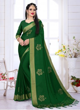 Incredible Swarovski Green Traditional Saree