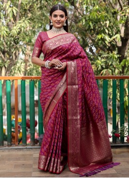 Incredible Weaving Purple Patola Silk  Trendy Saree