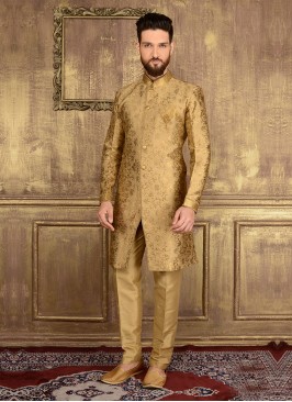 Indo Western Wedding Golden Sherwani