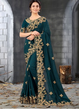 Innovative Morpeach  Resham Designer Saree