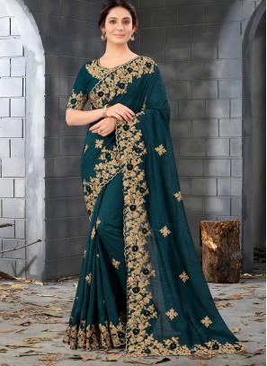 Innovative Morpeach  Resham Designer Saree