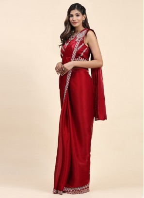 Innovative Red Party Trendy Saree