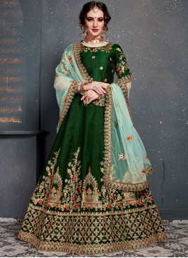 Innovative Satin Silk Embroidered Designer Lehenga